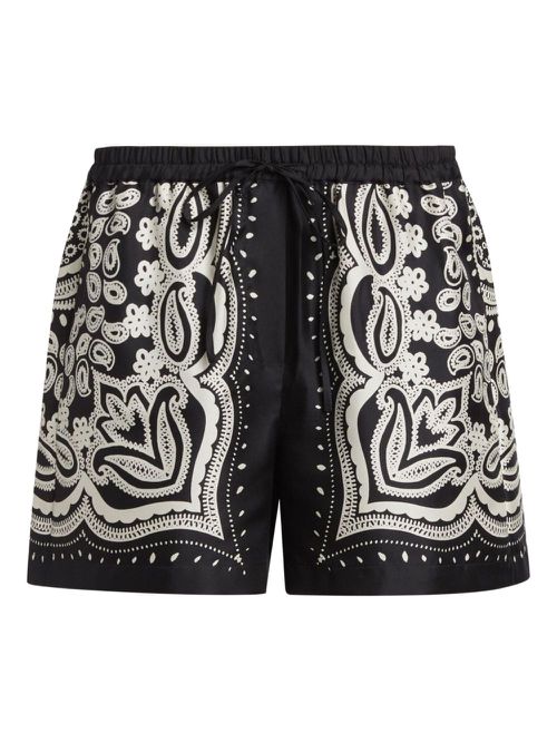 Nili Lotan Frances bandana-print shorts - Black