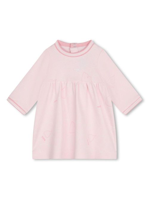 All-over logo print long-sleeve dress - Pink