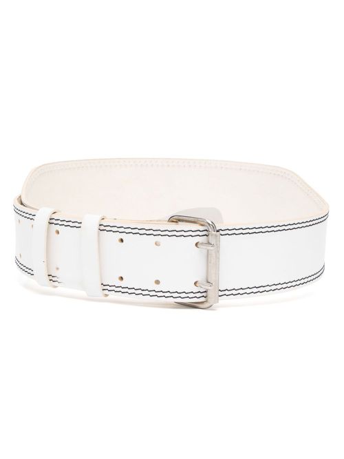 1990s stitched buckled belt - White
