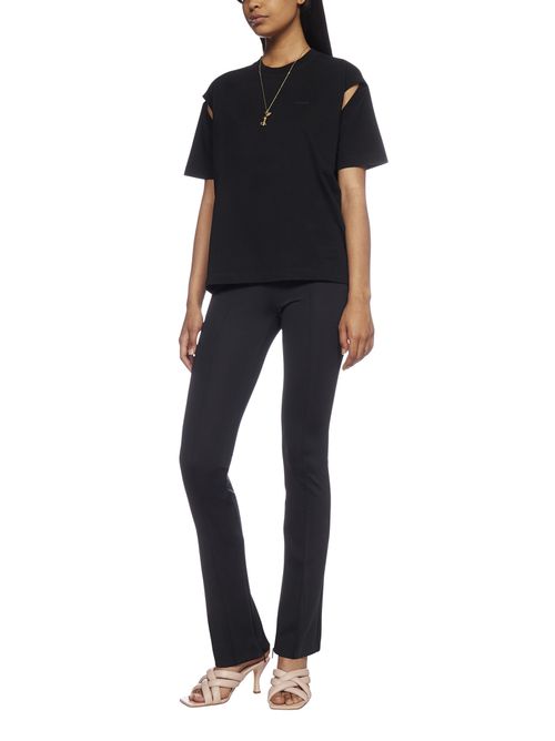 Slit-detail cotton T-shirt - Black