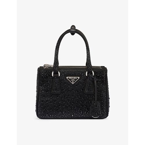 Black Galleria Mini Crystal-embellished Satin bag 
