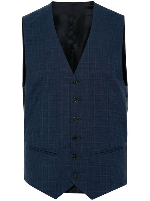 Prince-of-Wales-check wool waistcoat - Blue