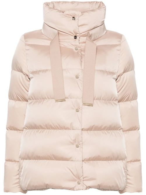 Logo-Plaque Puffer Down Jacket — beige
