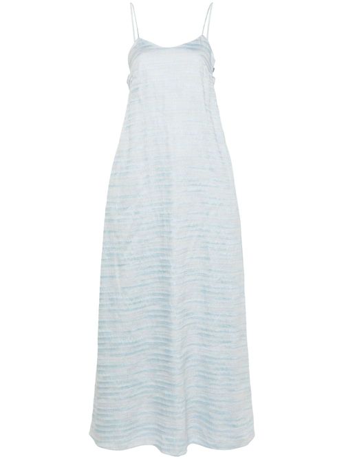 Linen blend jacquard midi dress - Blue