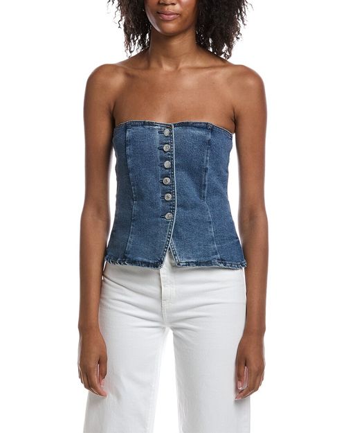Current/Elliott Strapless Button Front Bustier Tube Top