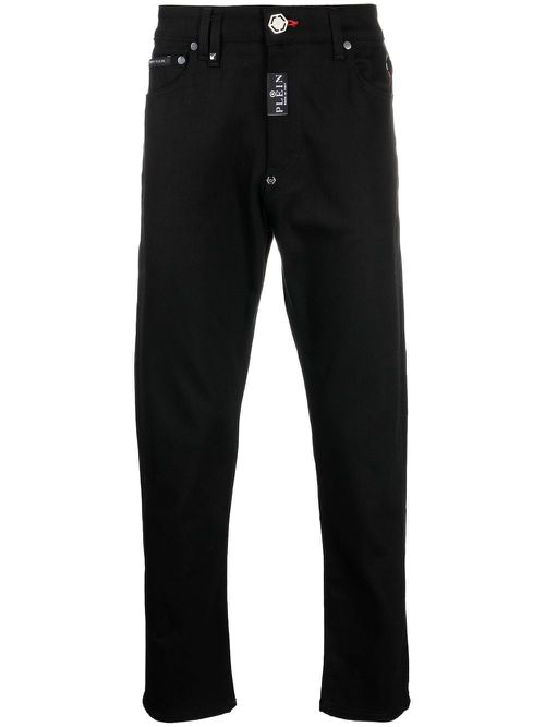 Straight-leg mid-rise jeans - Black