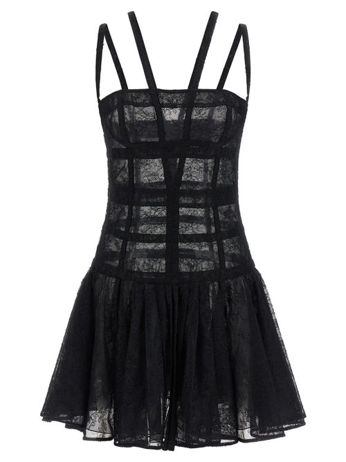 Chantilly Lace Bustier Dress — Black