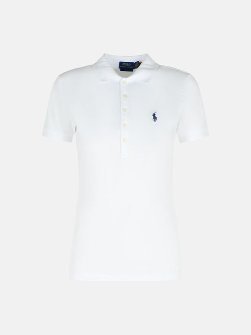 'Julie' White Cotton Polo Shirt