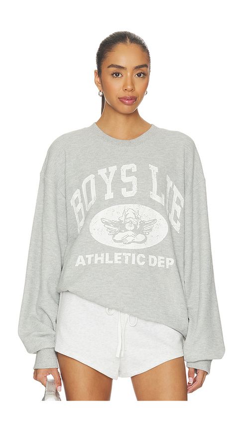 Boys Lie Athletic Dept V3 Kara Crewneck Sweatshirt in Light Grey. M/L. Also in XL/XXL