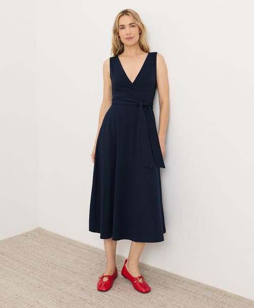 Women's Navy Fit & Flare Easy V-Neck Dre