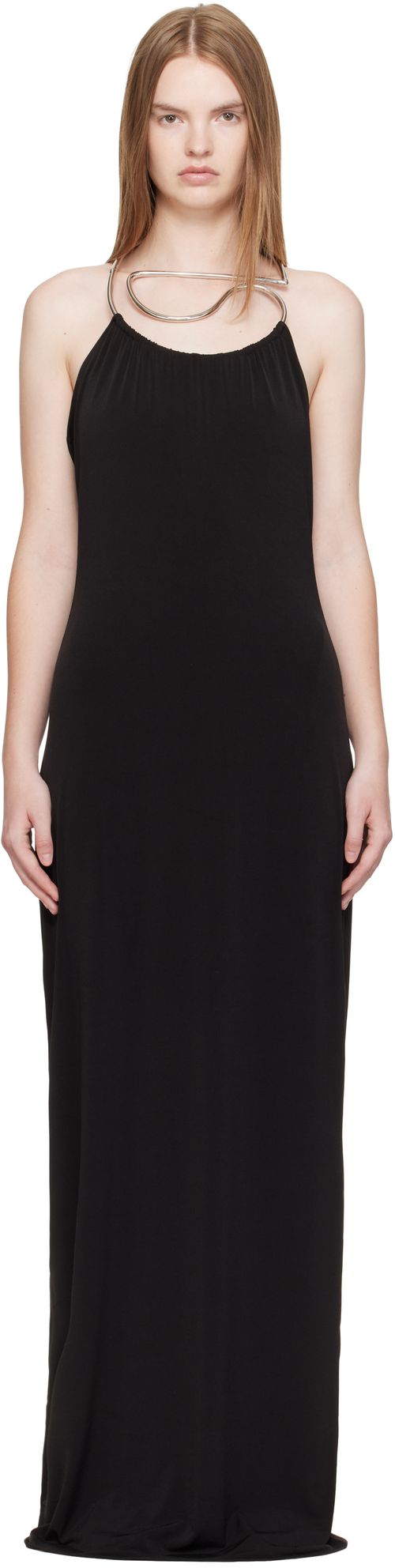 Black Logo Necklace Maxi Dress