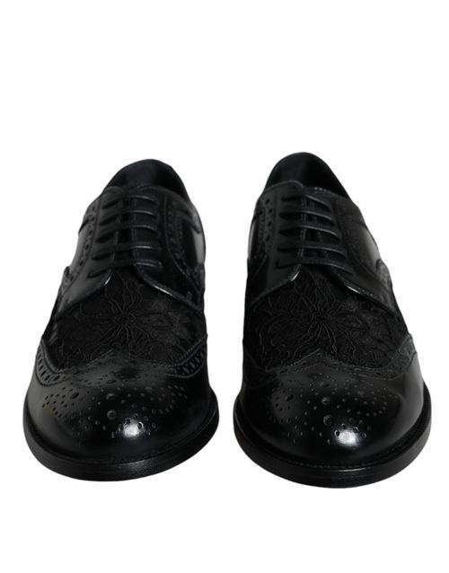 Leather and Lace Dress Shoe — Black