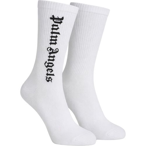 Palm Angels Mens Long Cotton Socks PMRA001C99FAB0020110 - White