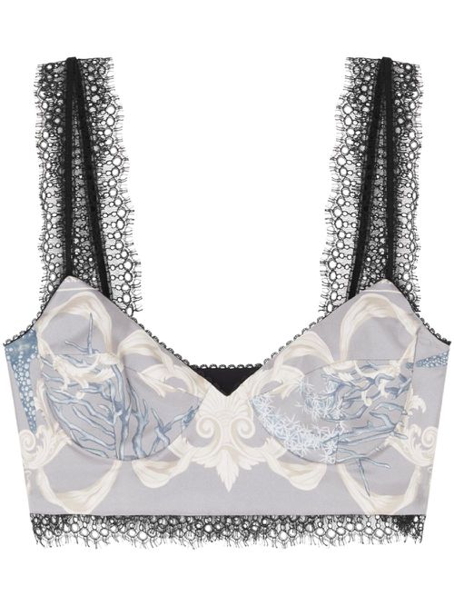 Lace-trim brassiere top - Blue