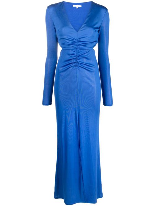 Open-back ruched maxi dress - Blue