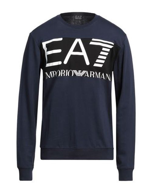 Ea7 Man Sweatshirt Navy Size 3XL Cotton, Elastane