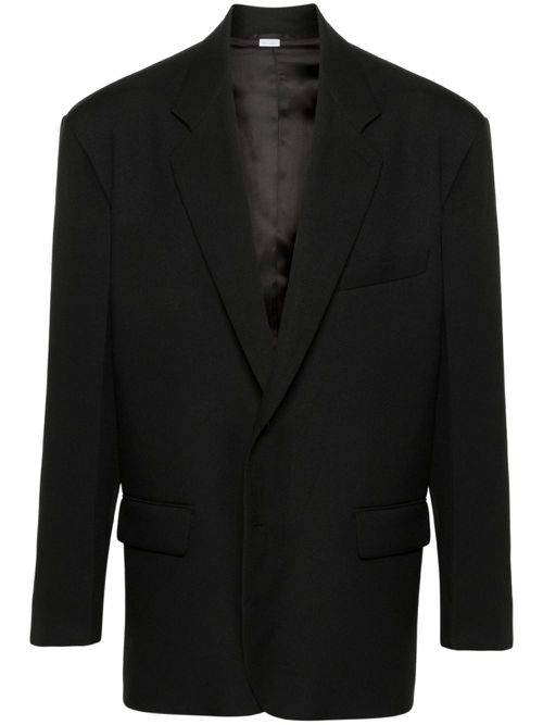 Single-breasted twill blazer - Black