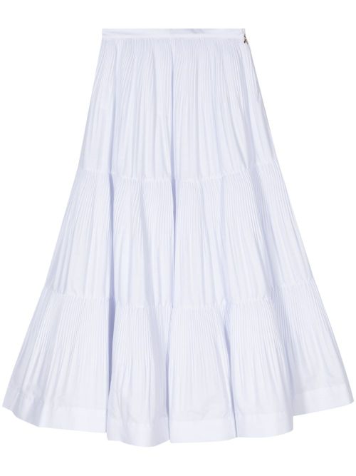 Pleated tiered midi skirt - White