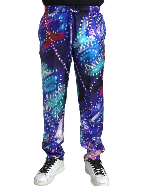 Printed Silk Joggers — Multicolor