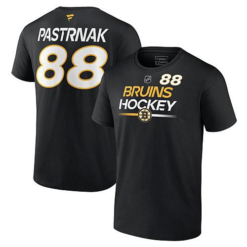 Men's Fanatics David Pastrnak Black Boston Bruins Authentic Pro Prime Name & Number T-Shirt - XL