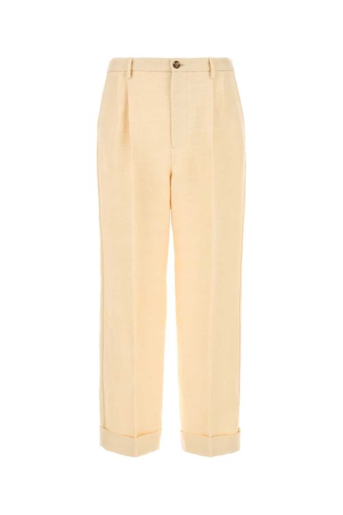 Jute Blend Trousers — Beige
