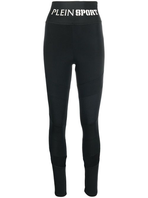 Logo-waistband high-waisted leggings - Black