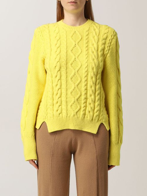Aran-knit cropped long-sleeve jumper - Neutrals