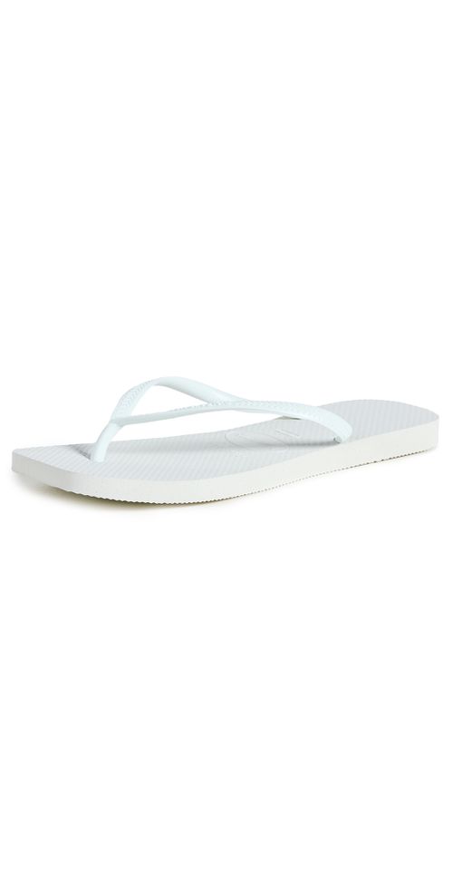 Slim Square Flip Flops White