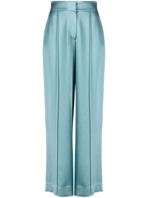 Kyra satin-finish straight-leg trousers - Blue