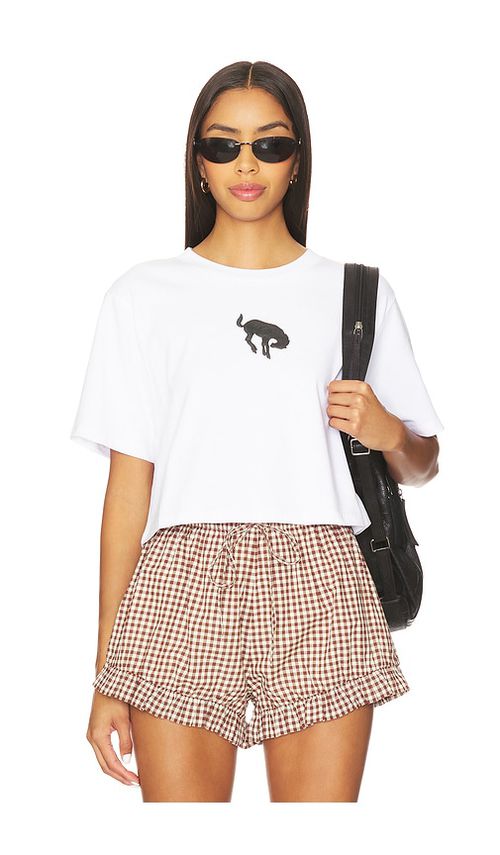 Darlin Buckin' Bronc Cropped Tee in White.  XL. Also in L, M