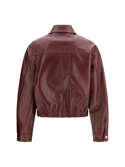 Medusa-Button Leather Jacket — Burgundy