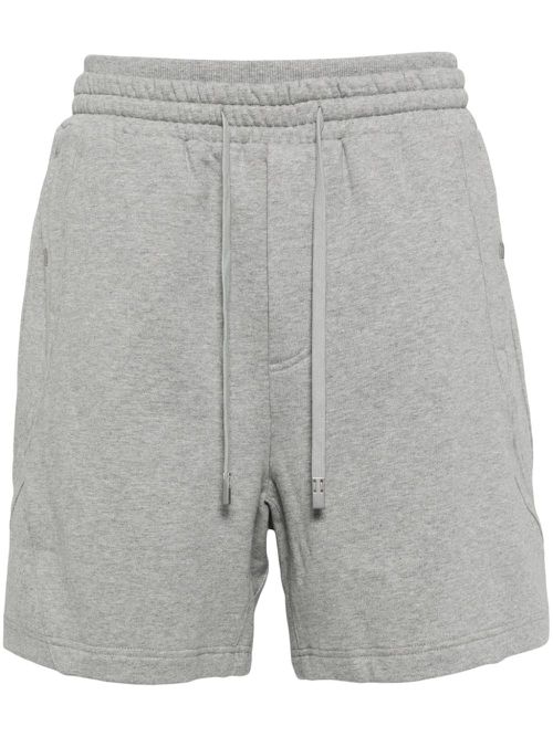 Mélange-effect cotton track shorts - Grey