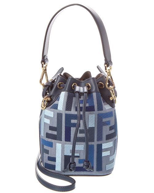 Mon Tresor Mini Canvas & Leather Bucket Bag