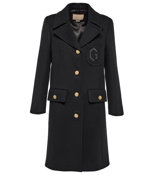 Gucci Double G embroidered wool coat