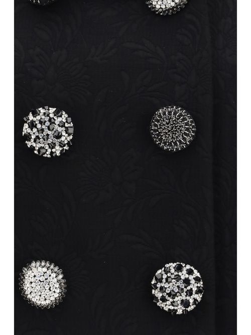 Jewel-Button Canvas Blazer — Black