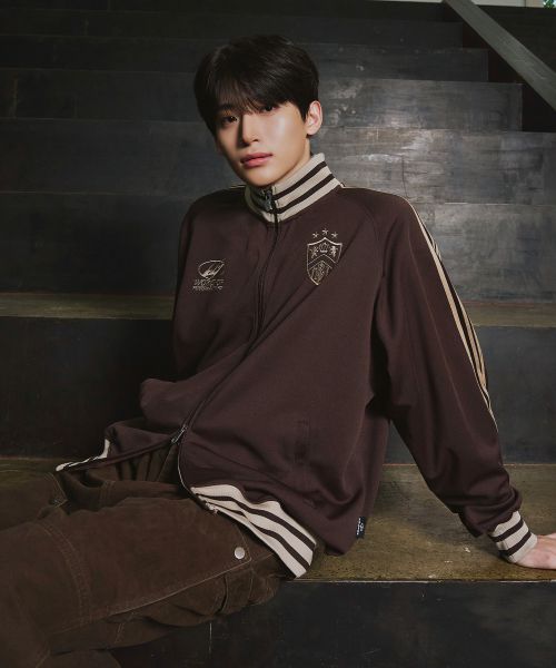 Jersey track jacket brown