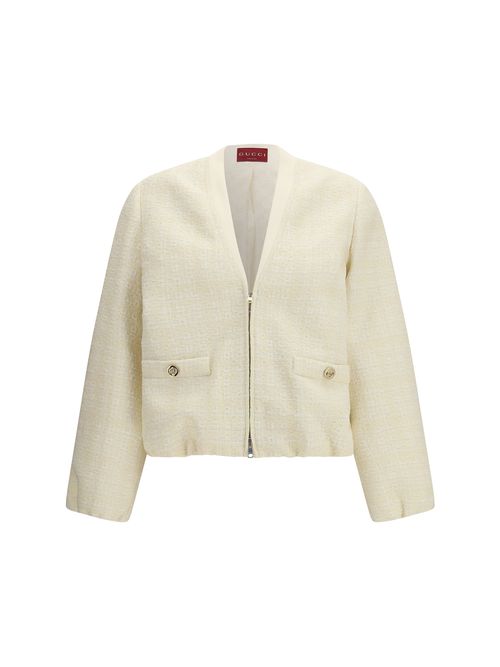 Tonal Check Tweed Blazer — Beige