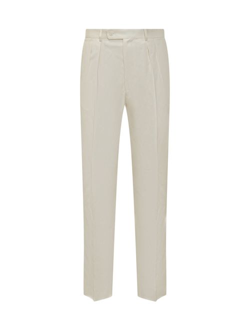 White Straight Flat Front Pants
