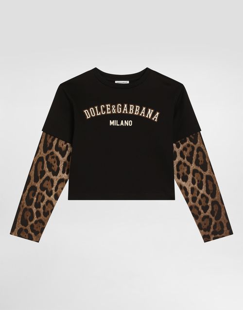 Leopard-print cotton t-shirt