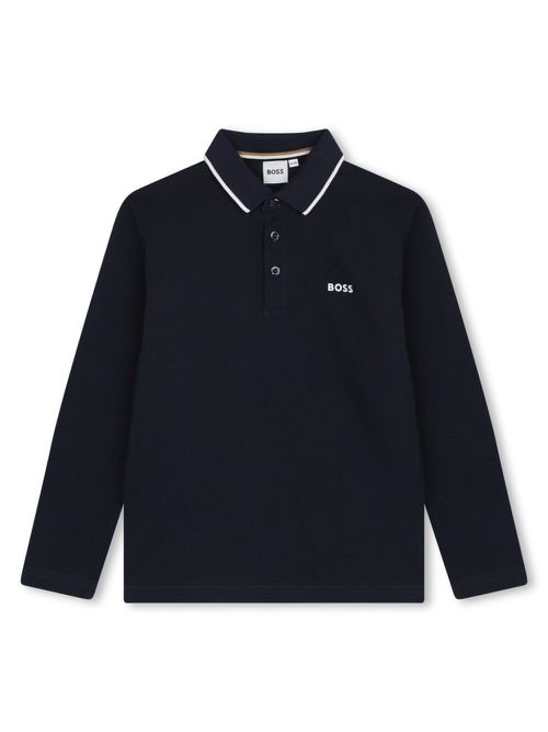 Logo-print piqué-weave polo shirt - Blue