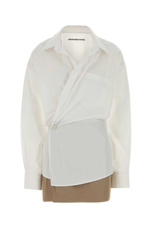 Asymmetrical Cotton Shirt Dress — White