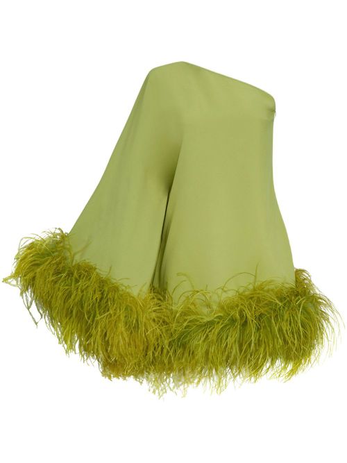 Piccolo Ubud feather-trim minidress - Green