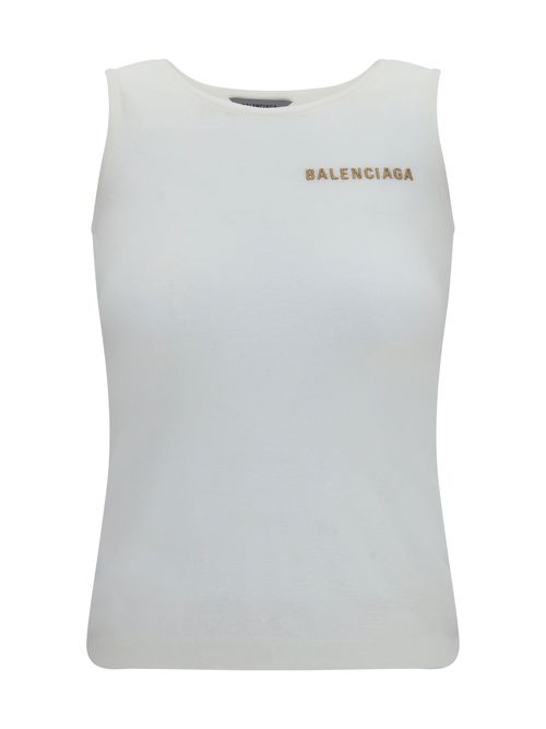 Logo-Embroidered Tank Top — White