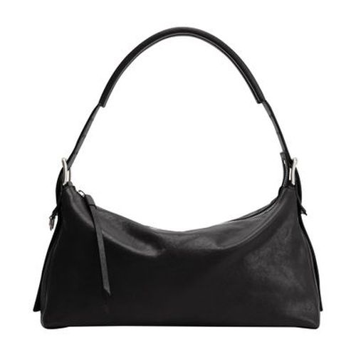 Belted leather baguette bag