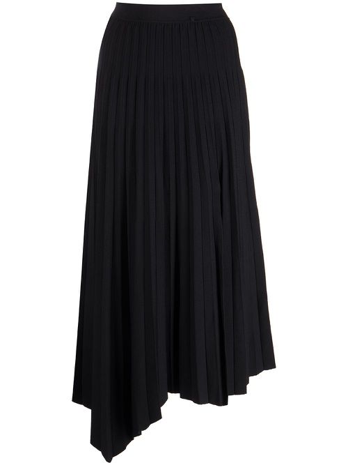 High-waist asymetric pleated skirt - Black