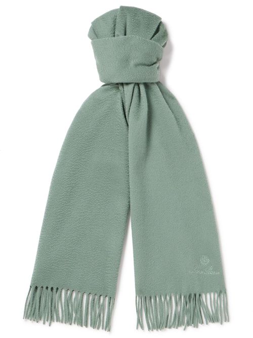 로로피아나 남성 Fringed Cashmere Scarf - Men - Green 0400649529915