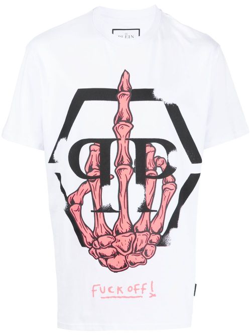 Skeleton logo crew-neck T-shirt - White