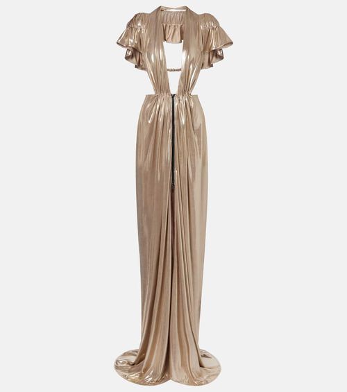 Latitude gathered ruffled gown