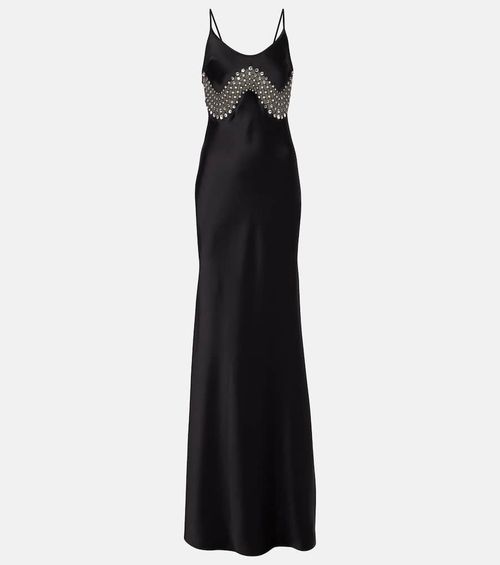 Embellished satin gown