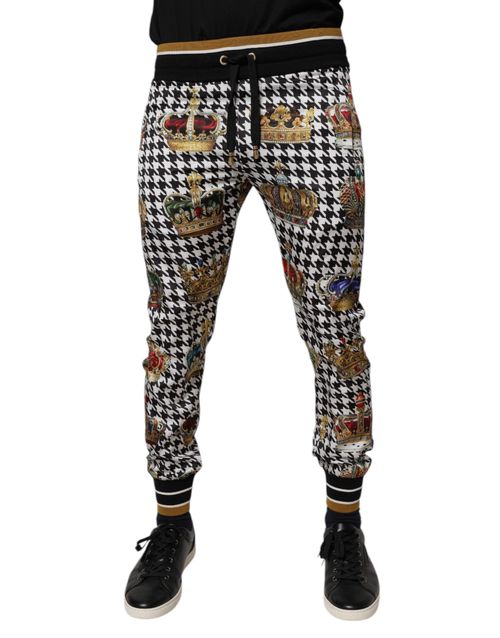 Houndstooth Crown-Print Joggers — Multicolor